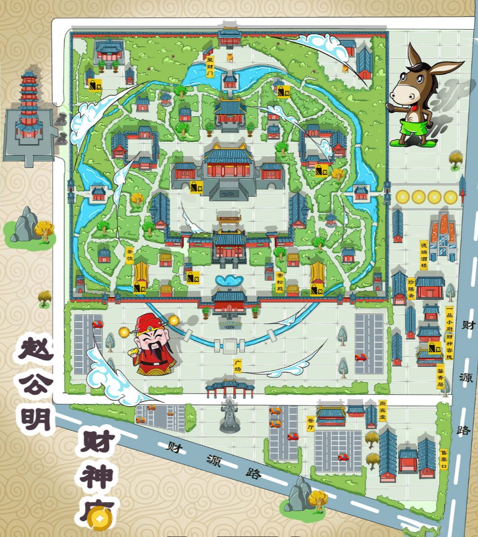 惠东寺庙类手绘地图